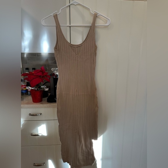 Windsor Dresses & Skirts - Windsor Tan Ribbed Midi Dress